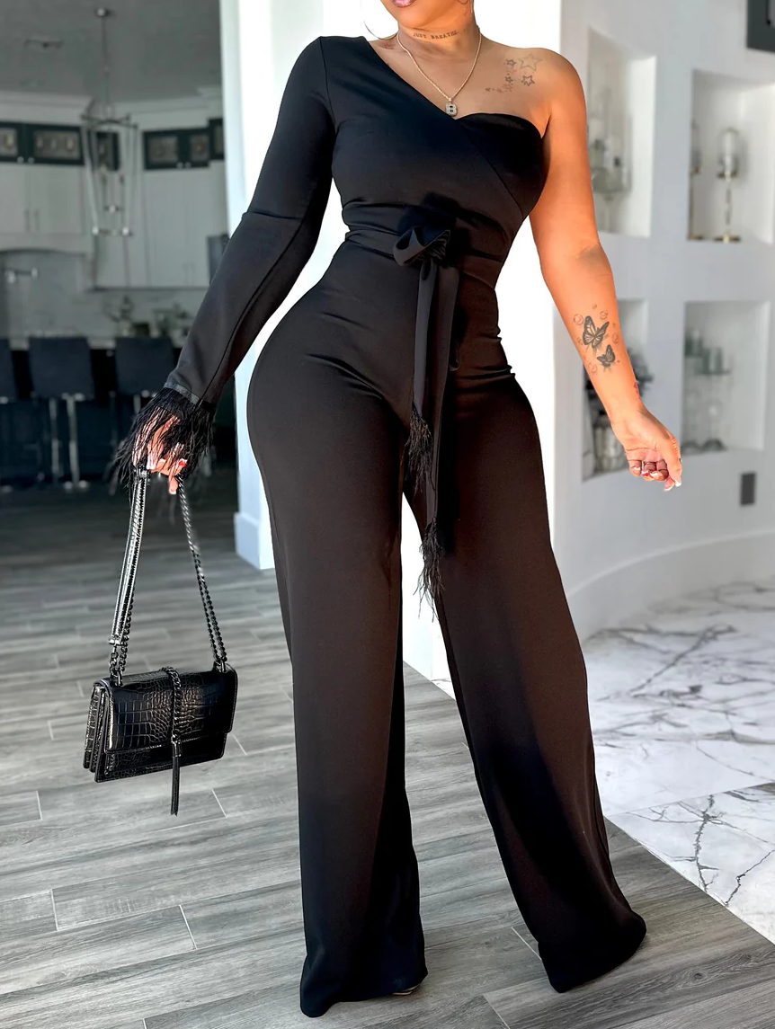 One-Shoulder Strapless Jumpsuit