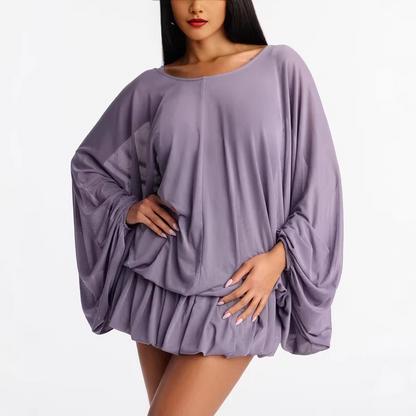 Backless Mesh Mini Dress