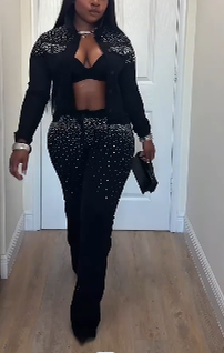 Sparkling Short-Sleeved Jacket & Pants Set