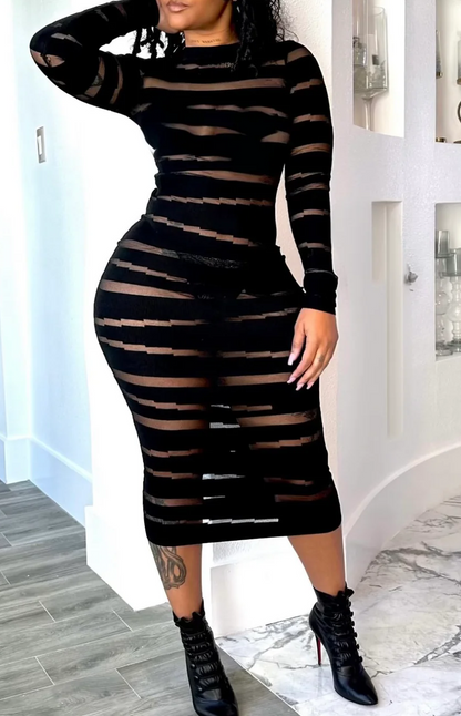 Striped Knit Sweater Dress