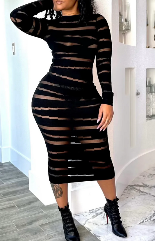 Striped Knit Sweater Dress