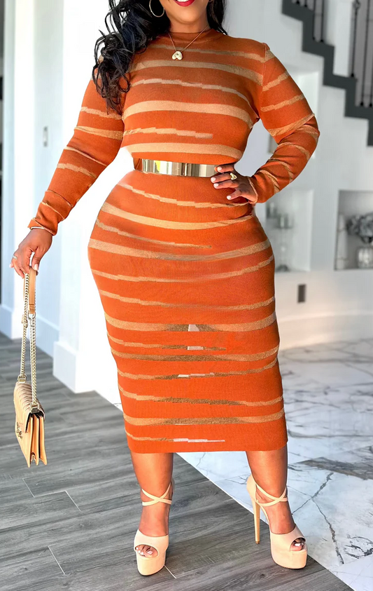 Striped Knit Sweater Dress