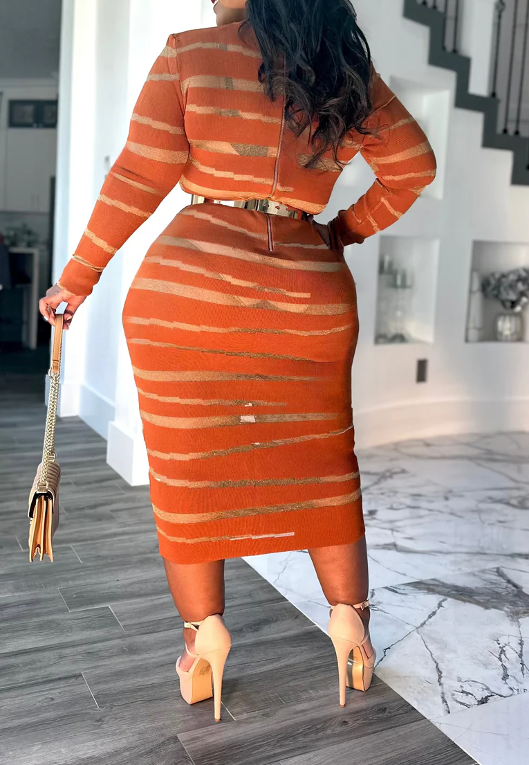 Striped Knit Sweater Dress