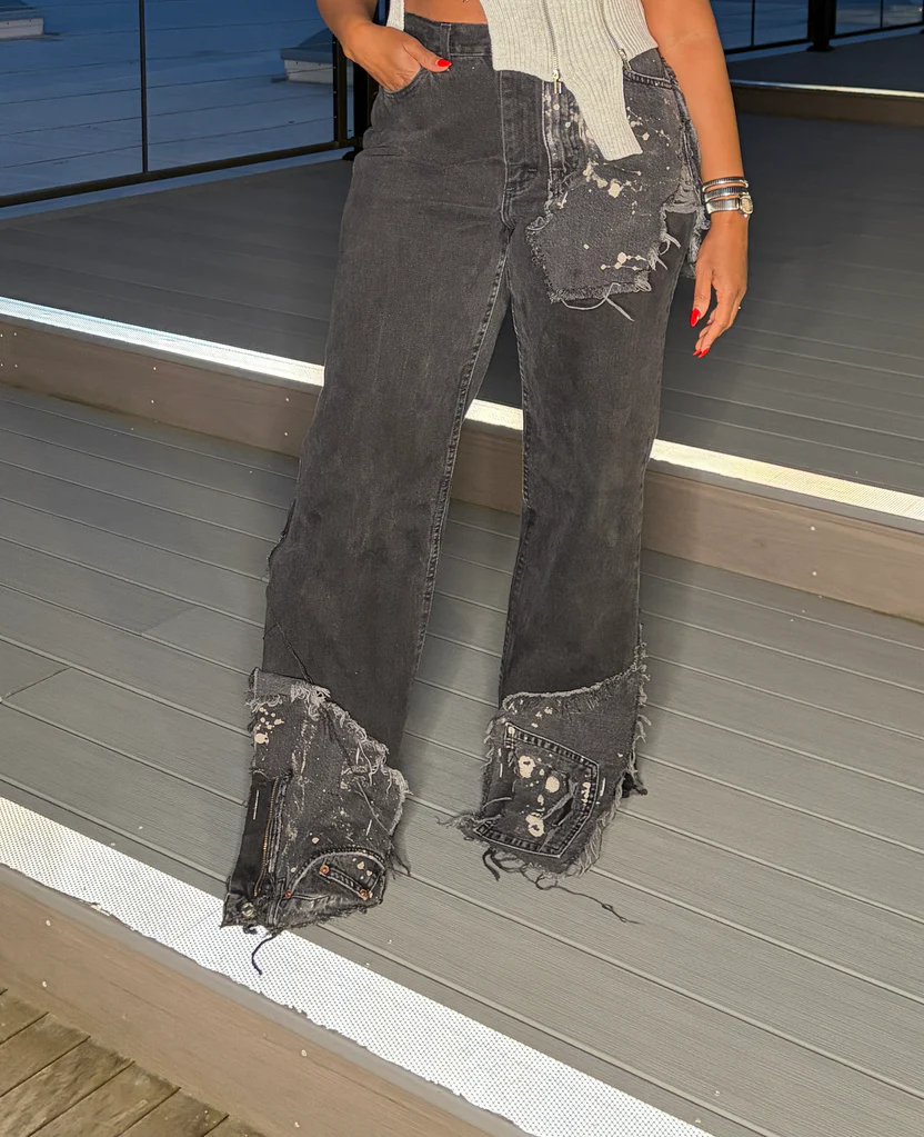 Sided Denim Split Bottom Jeans