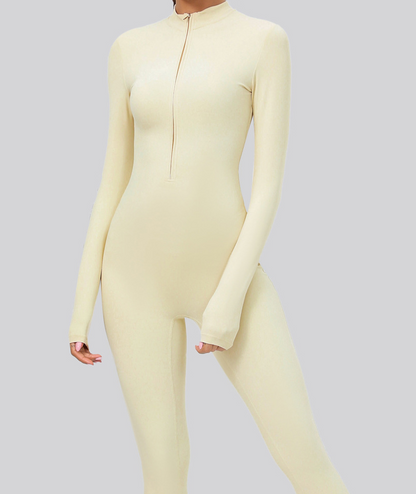 Women‘s Long Sleeve Zip Up Workout Jumpsuit