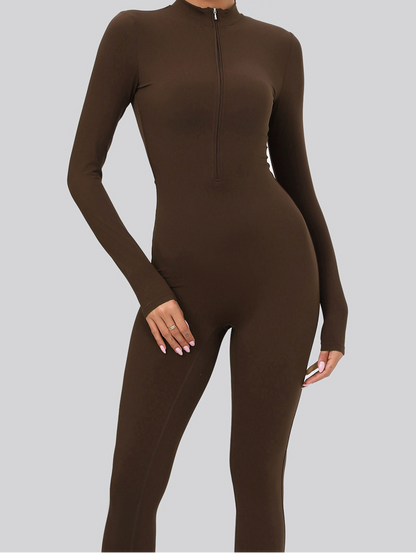 Women‘s Long Sleeve Zip Up Workout Jumpsuit