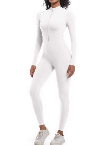 Women‘s Long Sleeve Zip Up Workout Jumpsuit