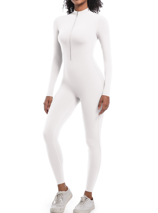 Women‘s Long Sleeve Zip Up Workout Jumpsuit