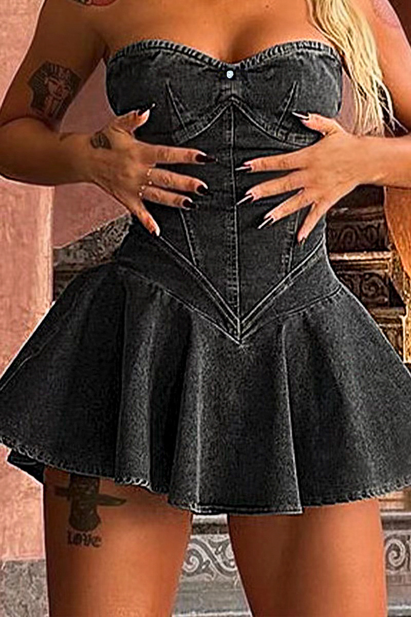 Slim-Fit Stretch Ruffle Dress