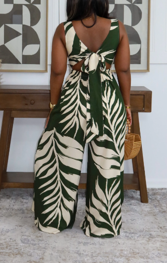 North Coast Leaf Print Jumpsuit