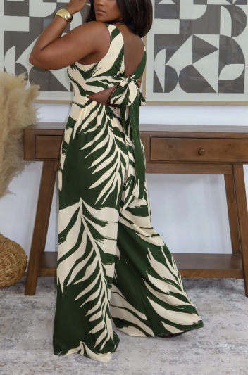 North Coast Leaf Print Jumpsuit
