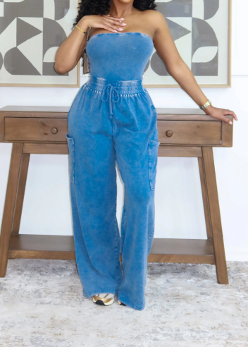 Tia Acid Wash Jumpsuit