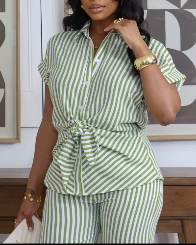 Priya Front Knot Tie Pants Set