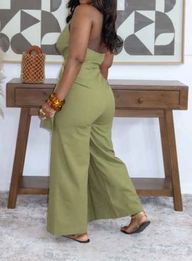 Halter Wrap Linen Jumpsuit