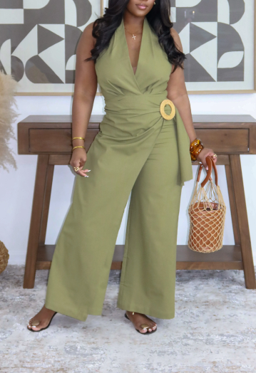 Halter Wrap Linen Jumpsuit