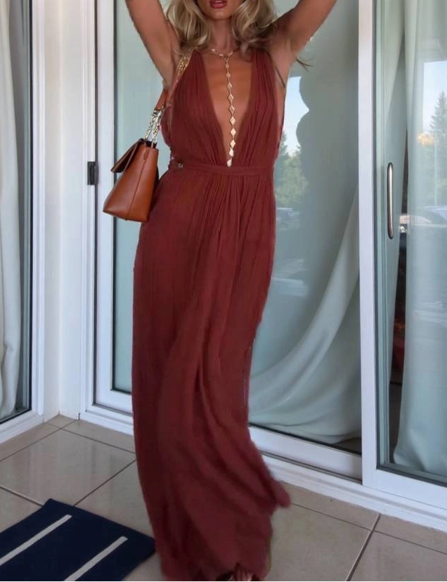 Vacation Style V-neck Lace-up Jumpsuit