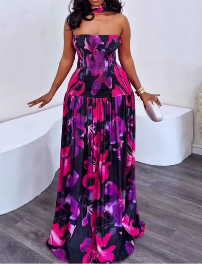 Smocked Mesh Maxi Dress