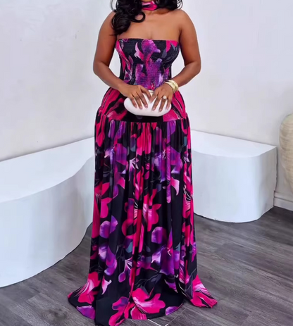 Smocked Mesh Maxi Dress