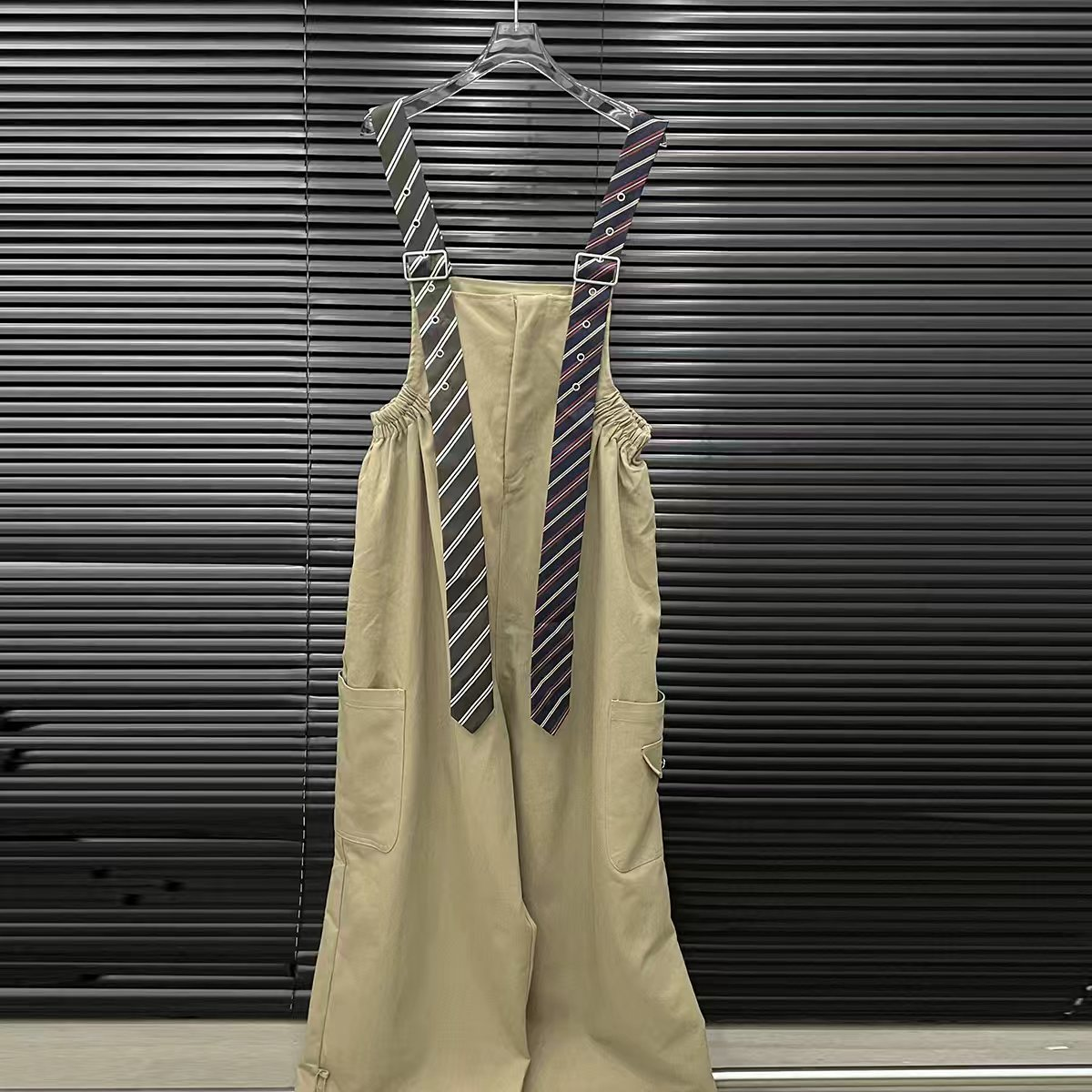 Tie-Decorated Workwear Wide-Leg Overalls