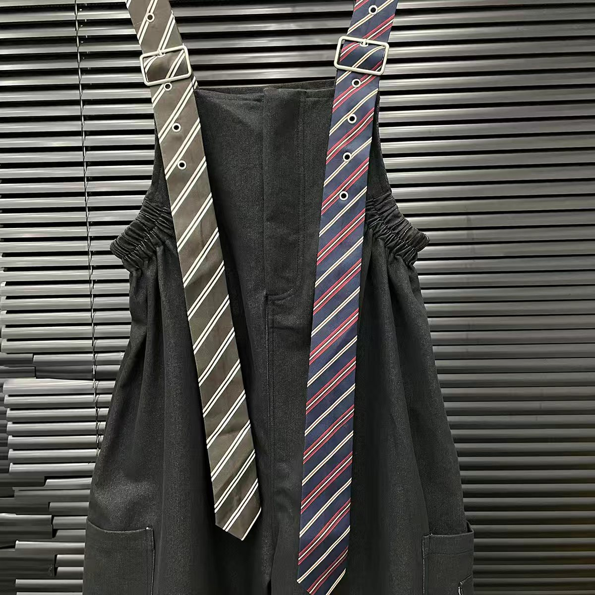 Tie-Decorated Workwear Wide-Leg Overalls