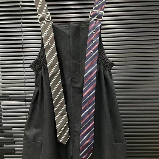 Tie-Decorated Workwear Wide-Leg Overalls