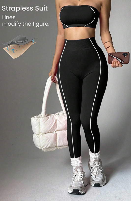 Color-Blocked Tube Top Tracksuit Set