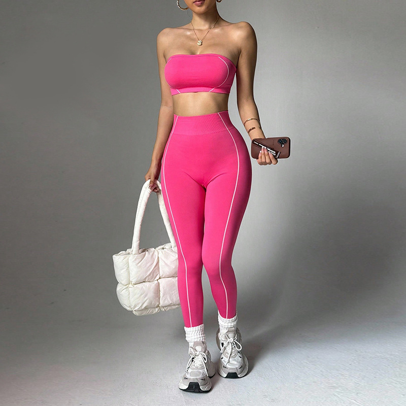 Color-Blocked Tube Top Tracksuit Set