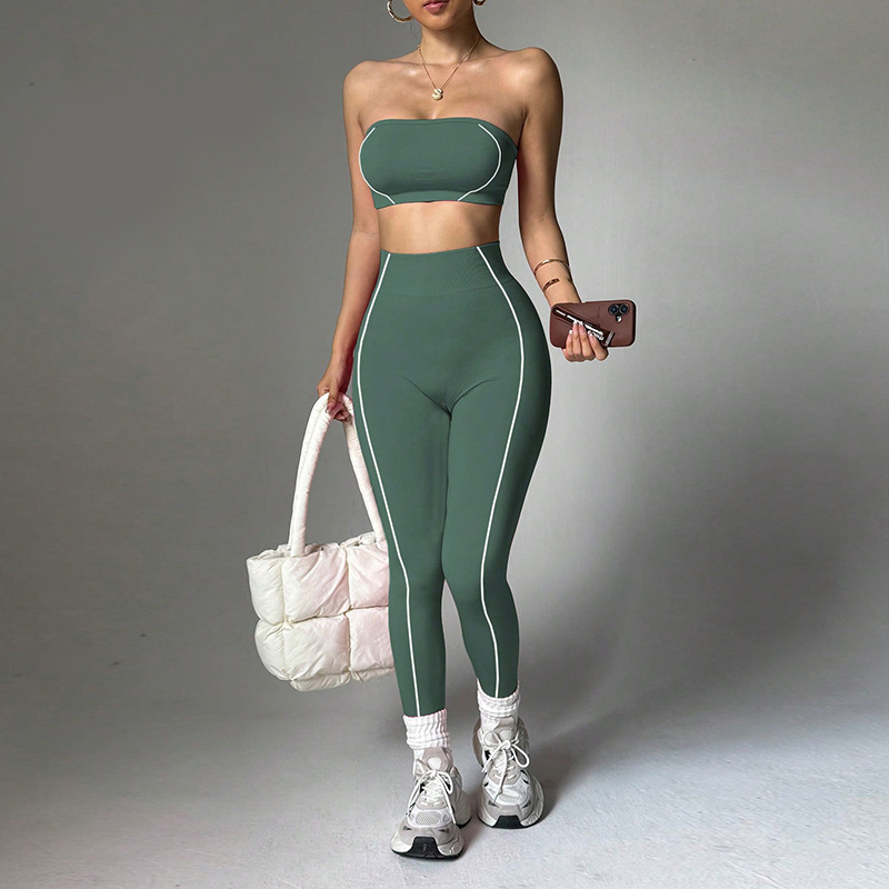 Color-Blocked Tube Top Tracksuit Set