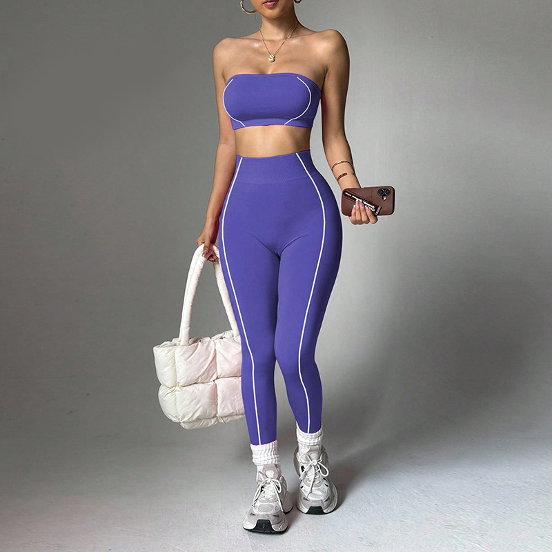 Color-Blocked Tube Top Tracksuit Set