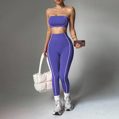 Color-Blocked Tube Top Tracksuit Set