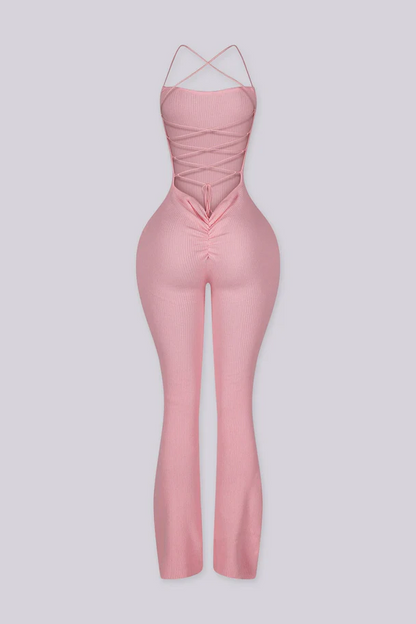 Cereza Ribbed Lace Up Jumpsuit