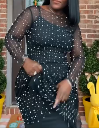 Pearl-Embellished Long Cover Up & Maxi Dress