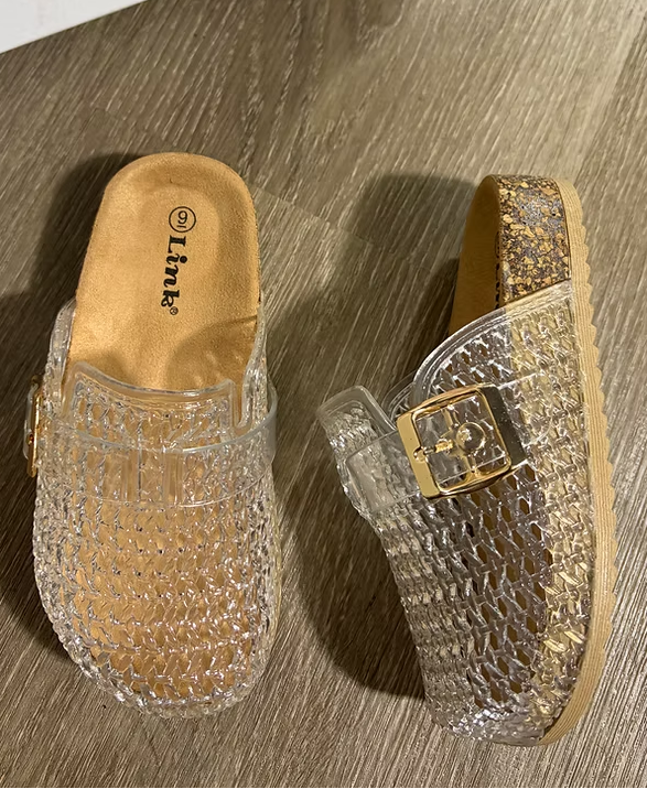 Jelly Closed Toe Slide On Sandals