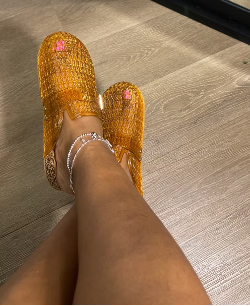 Jelly Closed Toe Slide On Sandals
