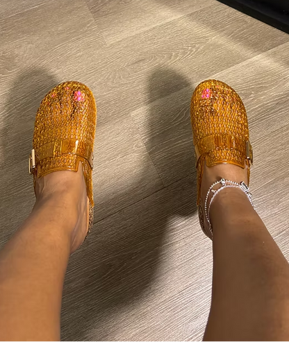 Jelly Closed Toe Slide On Sandals