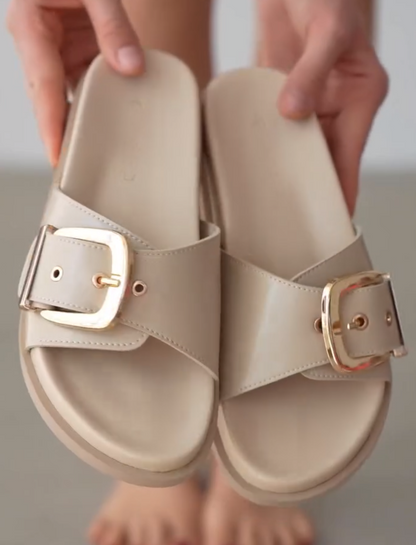 Anti-Slip Thick-Soled Square Buckle Decorative Sandals