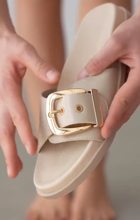 Anti-Slip Thick-Soled Square Buckle Decorative Sandals