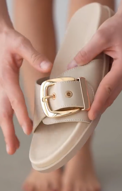 Anti-Slip Thick-Soled Square Buckle Decorative Sandals