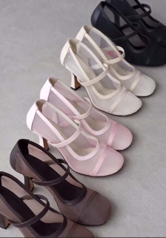 Breathable Mesh Strappy High Sandals Heels