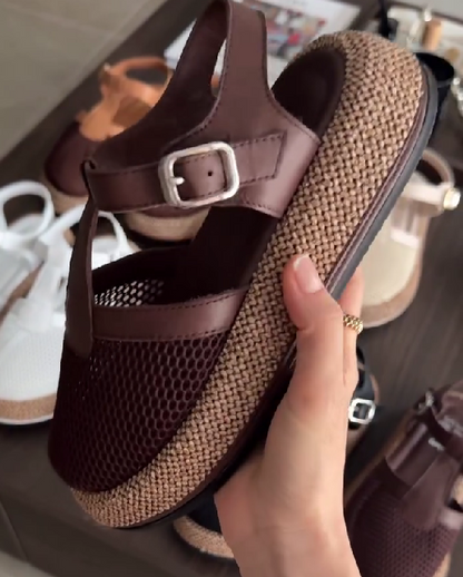 Linen Mesh Casual Roman Sandals