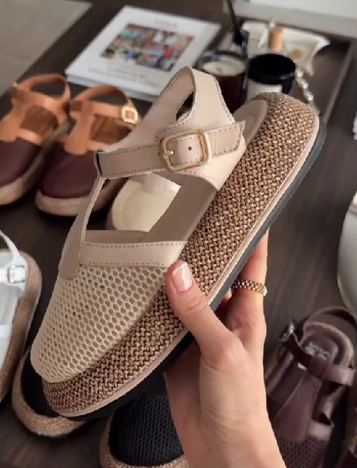 Linen Mesh Casual Roman Sandals