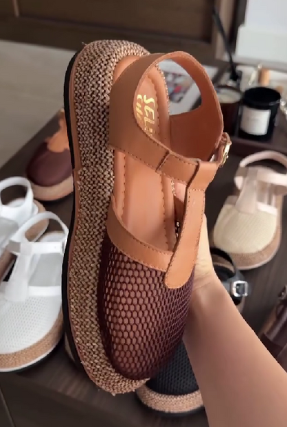 Linen Mesh Casual Roman Sandals