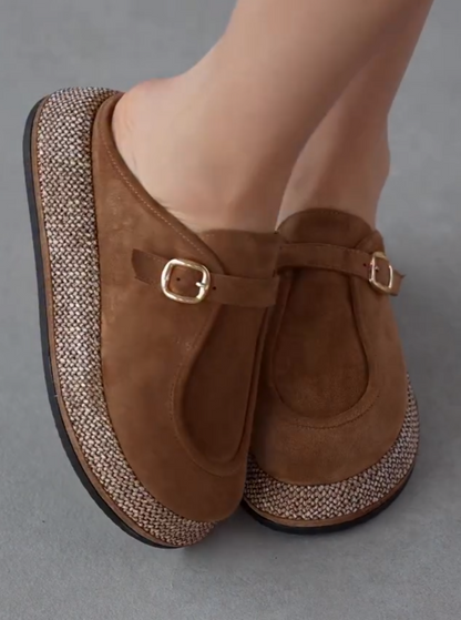 Straw Platform Casual Mules