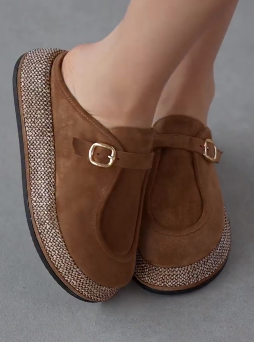 Straw Platform Casual Mules