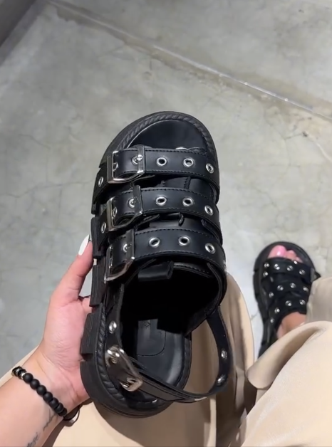 Punk-Style Platform Beach Sandals
