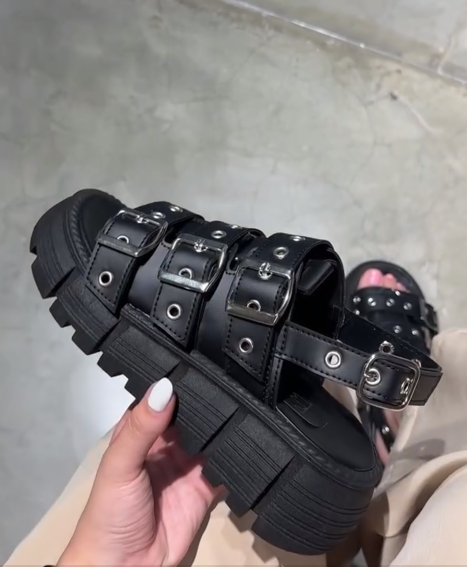 Punk-Style Platform Beach Sandals