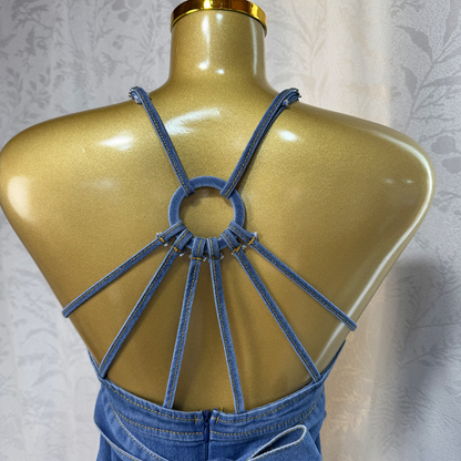 V-Neck Denim Overalls Jumpsuit