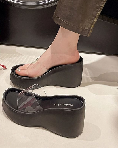 Transparent Platform EVA Flip-Flops High-Heeled Sandals