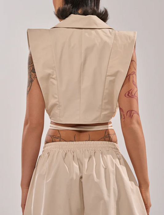 Guess Who V Neck Collared Blouse & Straight-Leg Trousers Suit