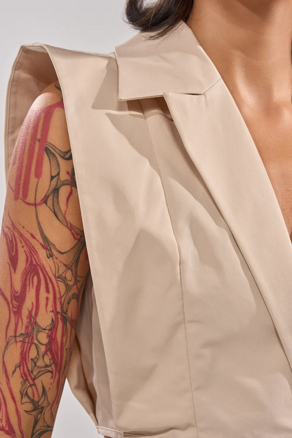 Guess Who V Neck Collared Blouse & Straight-Leg Trousers Suit